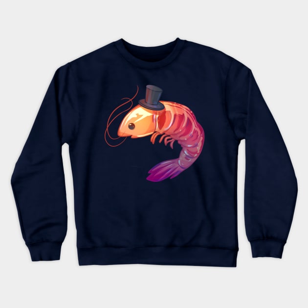 Top Hat Shrimp Crewneck Sweatshirt by Claire Lin